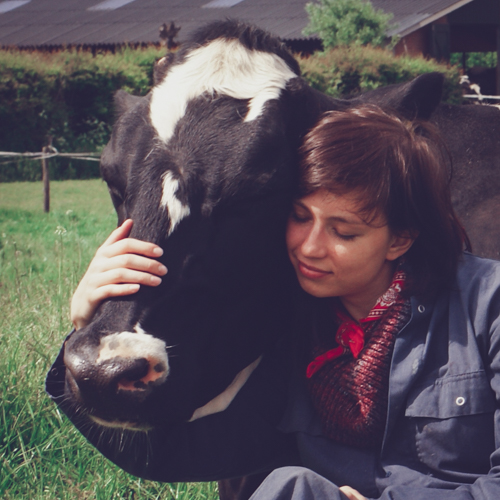 Marta Wronska hugging a cow